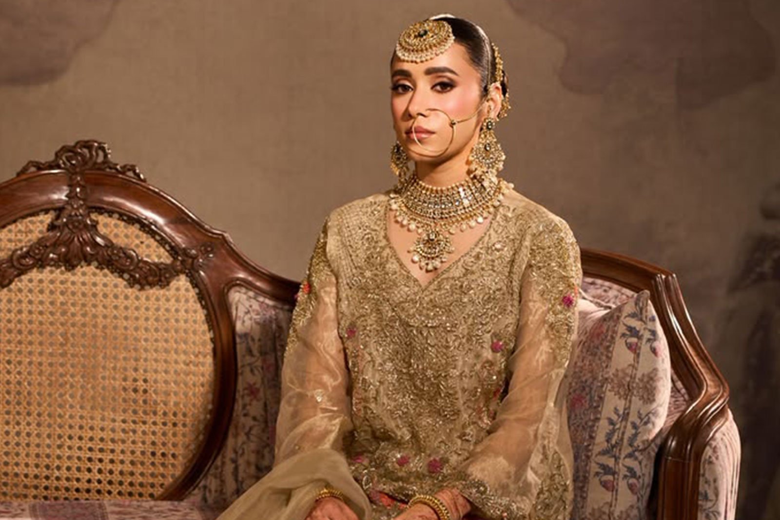 Ivory and gold, understated bridal elegance